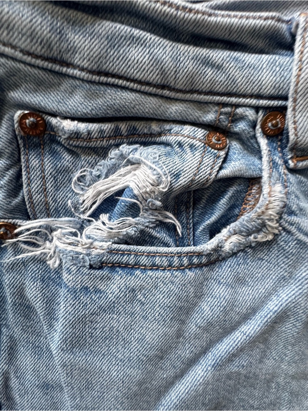 American Eagle Outfitters Light Blue Distressed 90’s Boot Cut Jeans - Picture 3 of 8